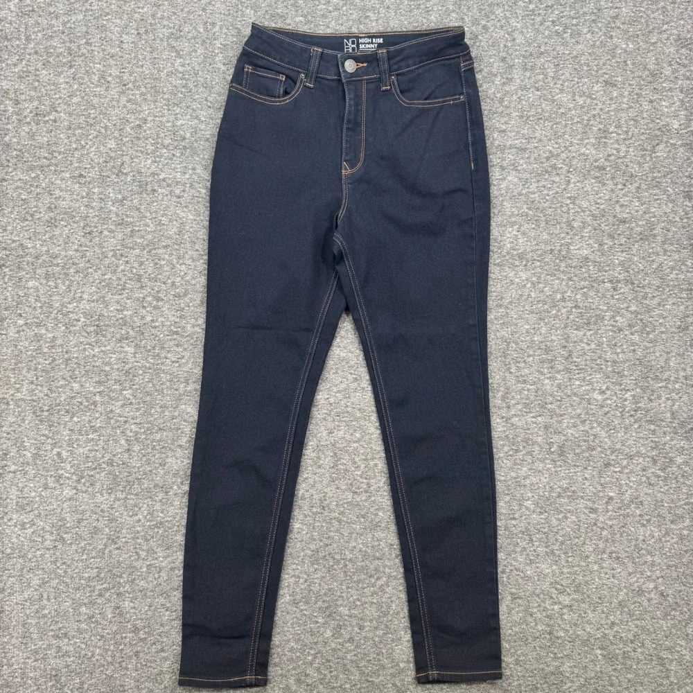 No Boundaries Women High Rise Skinny Jeans Dark Indigo Wash Size 9 Stretch Denim
